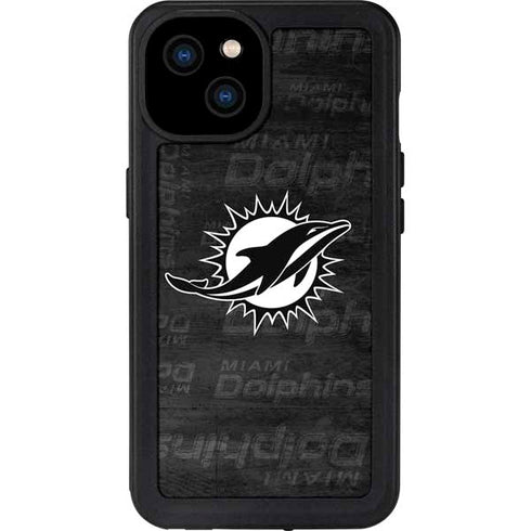NFL Miami Dolphins Black & White iPhone 15 Plus Waterproof Case