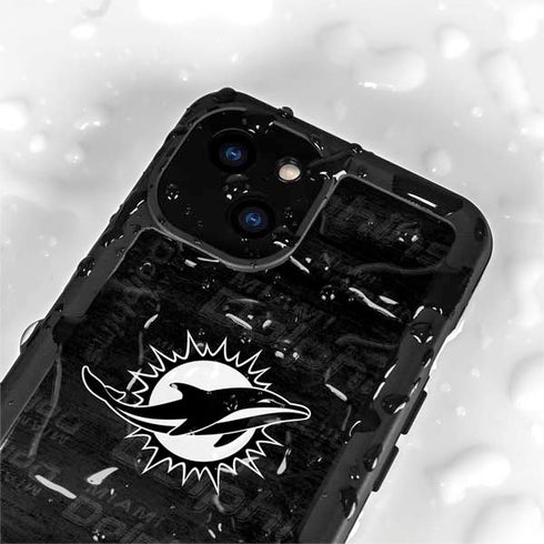 NFL Miami Dolphins Black & White iPhone 15 Plus Waterproof Case