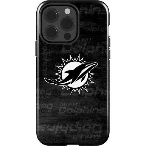 NFL Miami Dolphins Black & White iPhone 15 Pro Impact Case