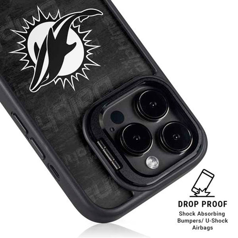 NFL Miami Dolphins Black & White iPhone 15 Pro Kickstand Case
