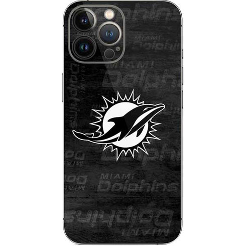 NFL Miami Dolphins Black & White iPhone 15 Pro Max Skin