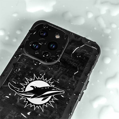 NFL Miami Dolphins Black & White iPhone 15 Pro Waterproof Case