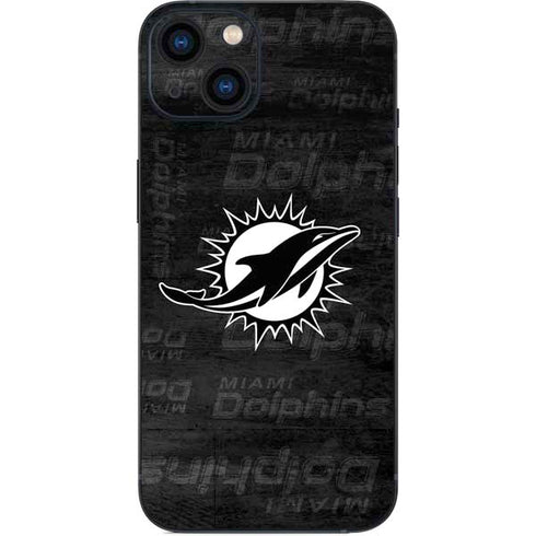 NFL Miami Dolphins Black & White iPhone 15 Skin