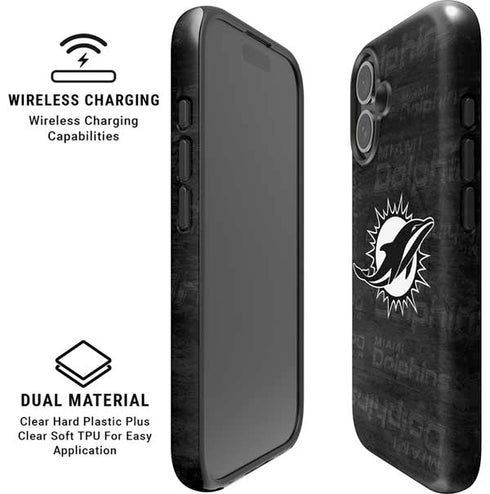 NFL Miami Dolphins Black & White iPhone 16 Magsafe Impact Case