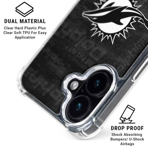 NFL Miami Dolphins Black & White iPhone 16 Plus MagSafe Case