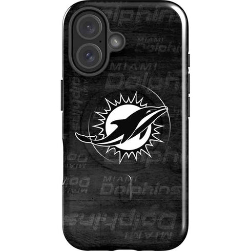 NFL Miami Dolphins Black & White iPhone 16 Plus Magsafe Impact Case