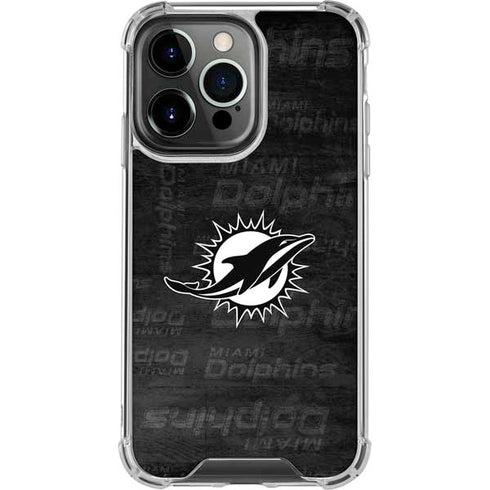 NFL Miami Dolphins Black & White iPhone 16 Pro Clear Case