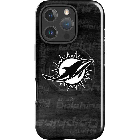 NFL Miami Dolphins Black & White iPhone 16 Pro Magsafe Impact Case
