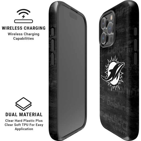 NFL Miami Dolphins Black & White iPhone 16 Pro Magsafe Impact Case