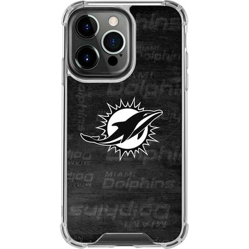 NFL Miami Dolphins Black & White iPhone 16 Pro Max Clear Case