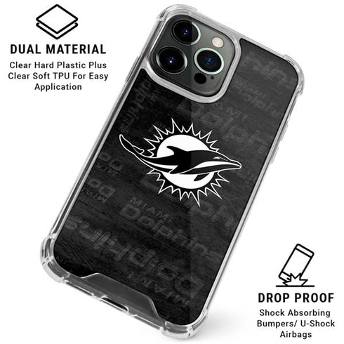NFL Miami Dolphins Black & White iPhone 16 Pro Max Clear Case