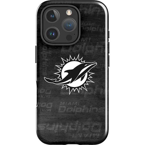 NFL Miami Dolphins Black & White iPhone 16 Pro Max Impact Case