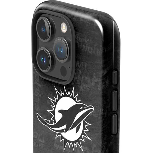 NFL Miami Dolphins Black & White iPhone 16 Pro Max Impact Case
