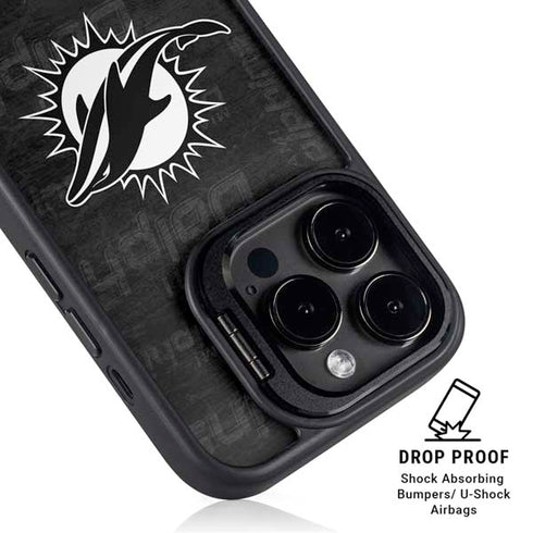 NFL Miami Dolphins Black & White iPhone 16 Pro Max Kickstand Case