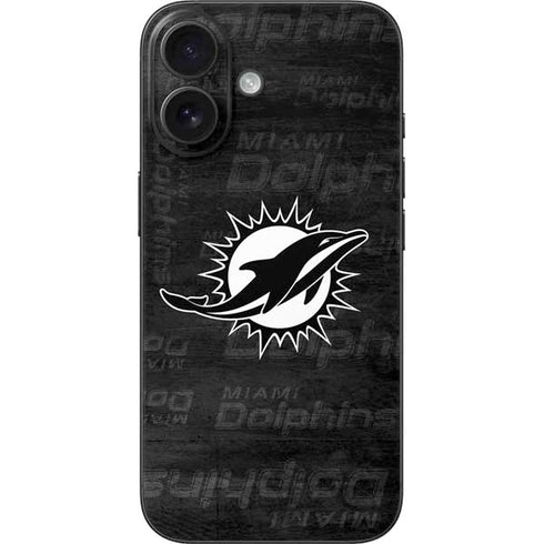 NFL Miami Dolphins Black & White iPhone 16 Skin