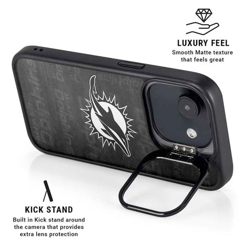 NFL Miami Dolphins Black & White iPhone 16e Kickstand Case