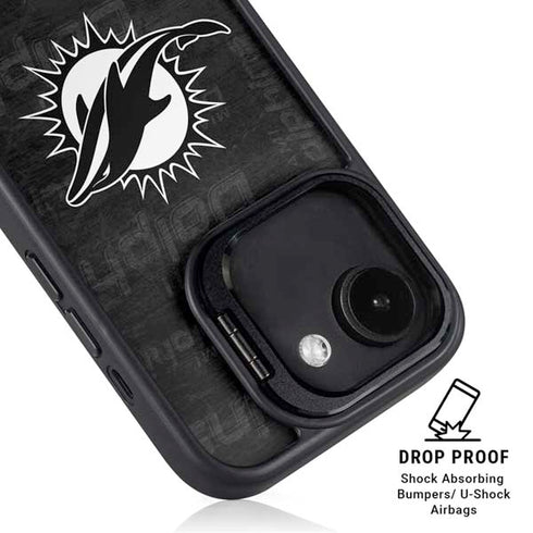 NFL Miami Dolphins Black & White iPhone 16e Kickstand Case