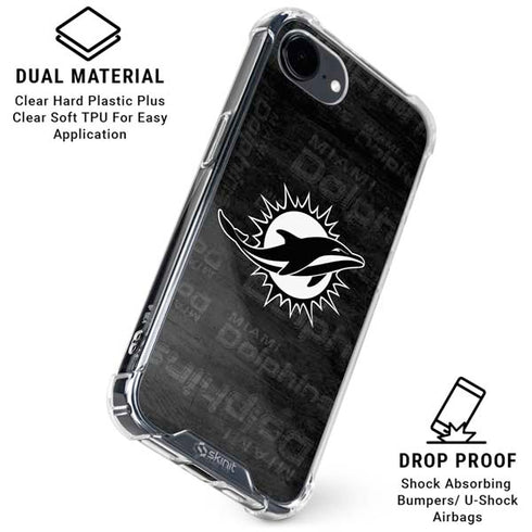 NFL Miami Dolphins Black & White iPhone 16e Clear Case