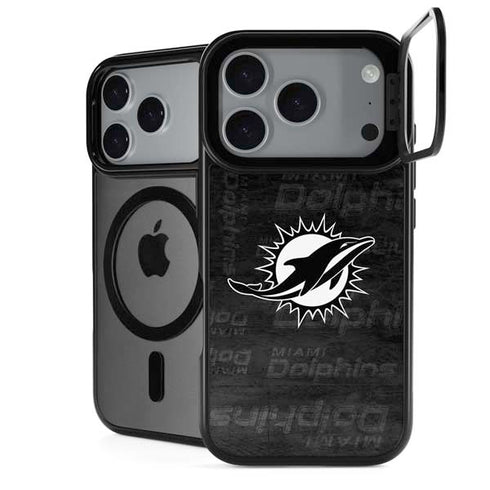NFL Miami Dolphins Black & White iPhone 18 Pro Kickstand Case
