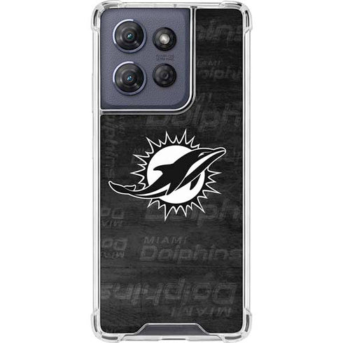 NFL Miami Dolphins Black & White Moto G 5G (2025) Clear Case