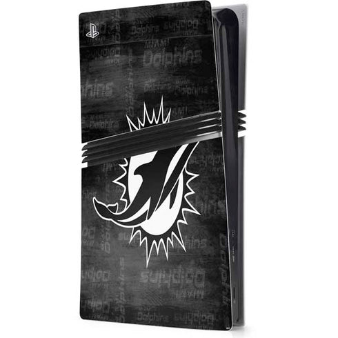 NFL Miami Dolphins Black & White PS5 Pro Console Skin