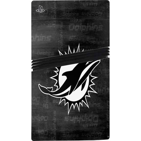 NFL Miami Dolphins Black & White PS5 Pro Console Skin