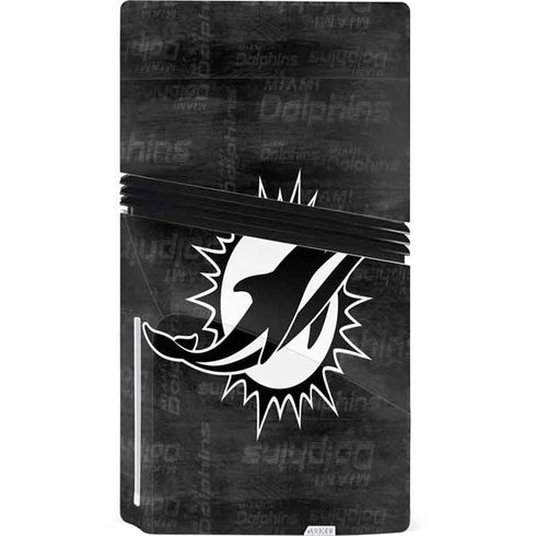 NFL Miami Dolphins Black & White PS5 Pro Disk Console Skin