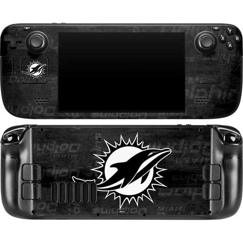 NFL Miami Dolphins Black & White Steam Deck Handheld Gaming Computer OLED Skin