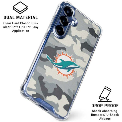 NFL Miami Dolphins Camo Galaxy S25 Clear Case