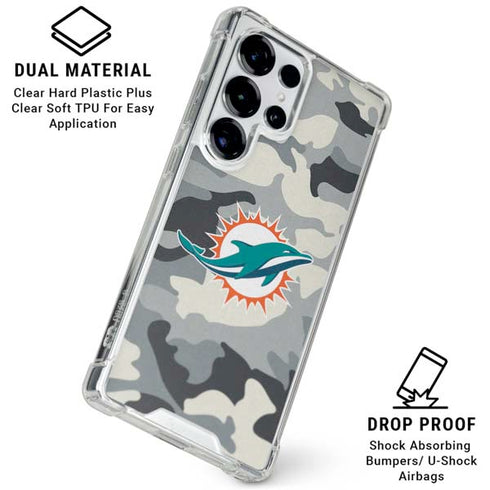 NFL Miami Dolphins Camo Galaxy S25 Ultra Clear Case