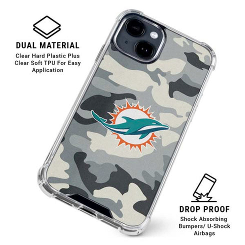 NFL Miami Dolphins Camo iPhone 15 Clear Case