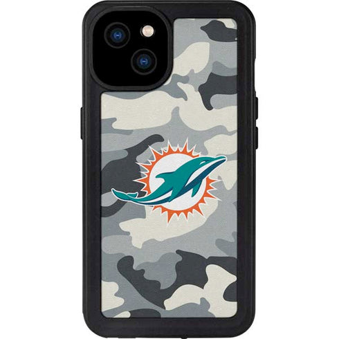 NFL Miami Dolphins Camo iPhone 15 Plus Waterproof Case