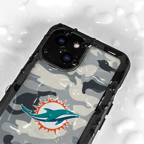 NFL Miami Dolphins Camo iPhone 15 Plus Waterproof Case
