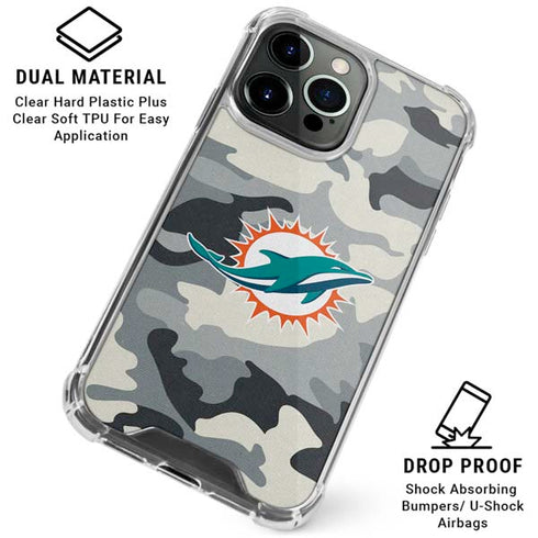 NFL Miami Dolphins Camo iPhone 16 Pro Clear Case