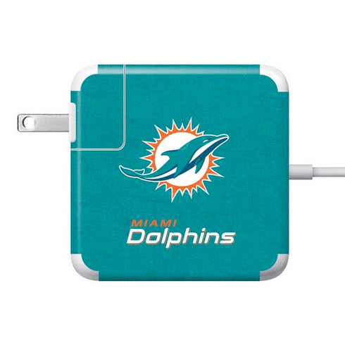 NFL Miami Dolphins Distressed- Aqua 85W Power Adapter (15 and 17 inch MacBook Pro Charger) Skin