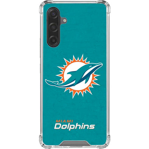 NFL Miami Dolphins Distressed- Aqua Galaxy A17 Clear Case