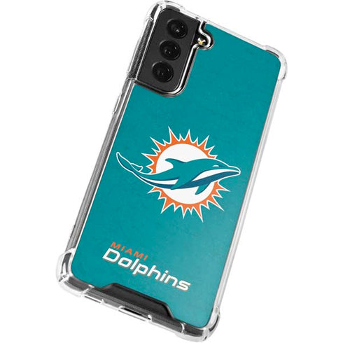 NFL Miami Dolphins Distressed- Aqua Galaxy S22 Clear Case
