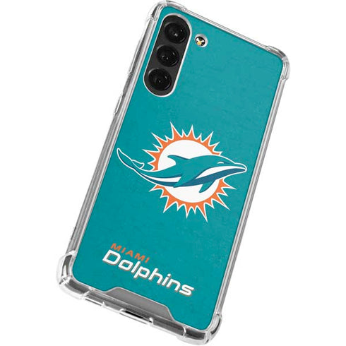 NFL Miami Dolphins Distressed- Aqua Galaxy S24 FE Clear Case