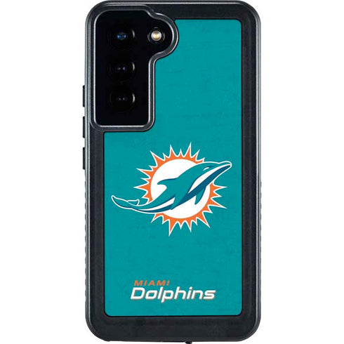 NFL Miami Dolphins Distressed- Aqua Galaxy S24 Waterproof Case