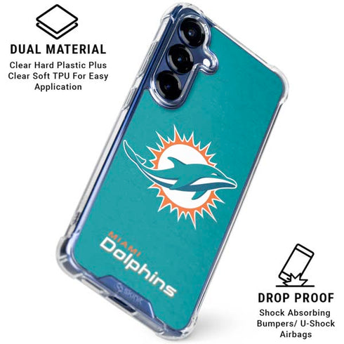 NFL Miami Dolphins Distressed- Aqua Galaxy S25 Plus Clear Case
