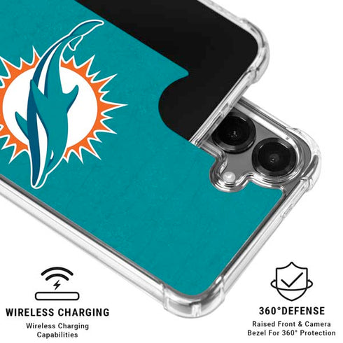 NFL Miami Dolphins Distressed- Aqua Galaxy S26 Clear Case