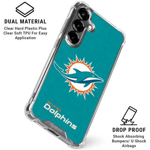 NFL Miami Dolphins Distressed- Aqua Galaxy S26 Plus Clear Case