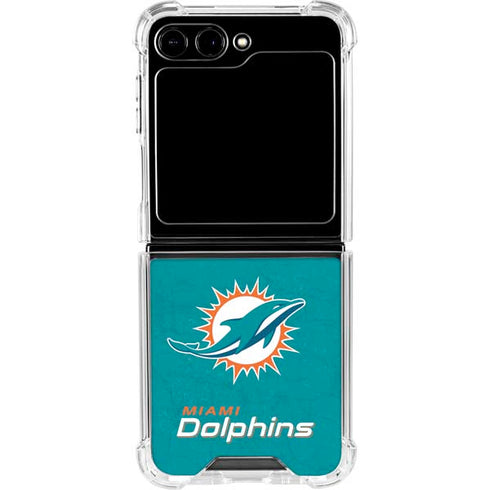 NFL Miami Dolphins Distressed- Aqua Galaxy Z Flip6 Clear Case