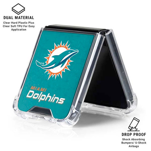 NFL Miami Dolphins Distressed- Aqua Galaxy Z Flip6 Clear Case