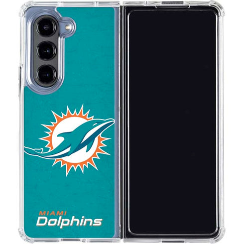 NFL Miami Dolphins Distressed- Aqua Galaxy Z Fold5 5G Clear Case