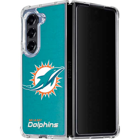 NFL Miami Dolphins Distressed- Aqua Galaxy Z Fold5 5G Clear Case