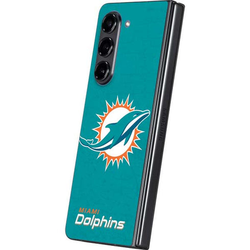 NFL Miami Dolphins Distressed- Aqua Galaxy Z Fold5 5G Skin
