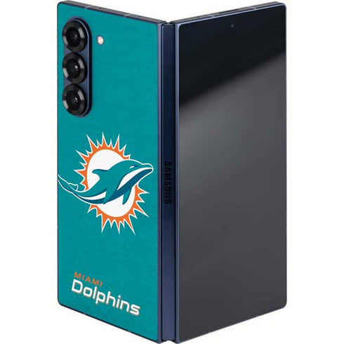 NFL Miami Dolphins Distressed- Aqua Galaxy Z Fold6 Skin