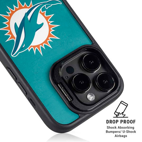 NFL Miami Dolphins Distressed- Aqua iPhone 14 Pro Kickstand Case