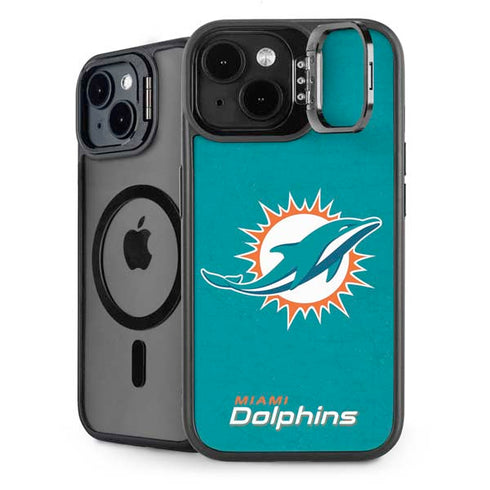 NFL Miami Dolphins Distressed- Aqua iPhone 15 Plus Kickstand Case